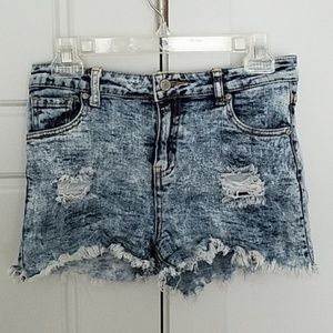 GOGO Jean's Acid wash highrise cut off shorts sz 9
